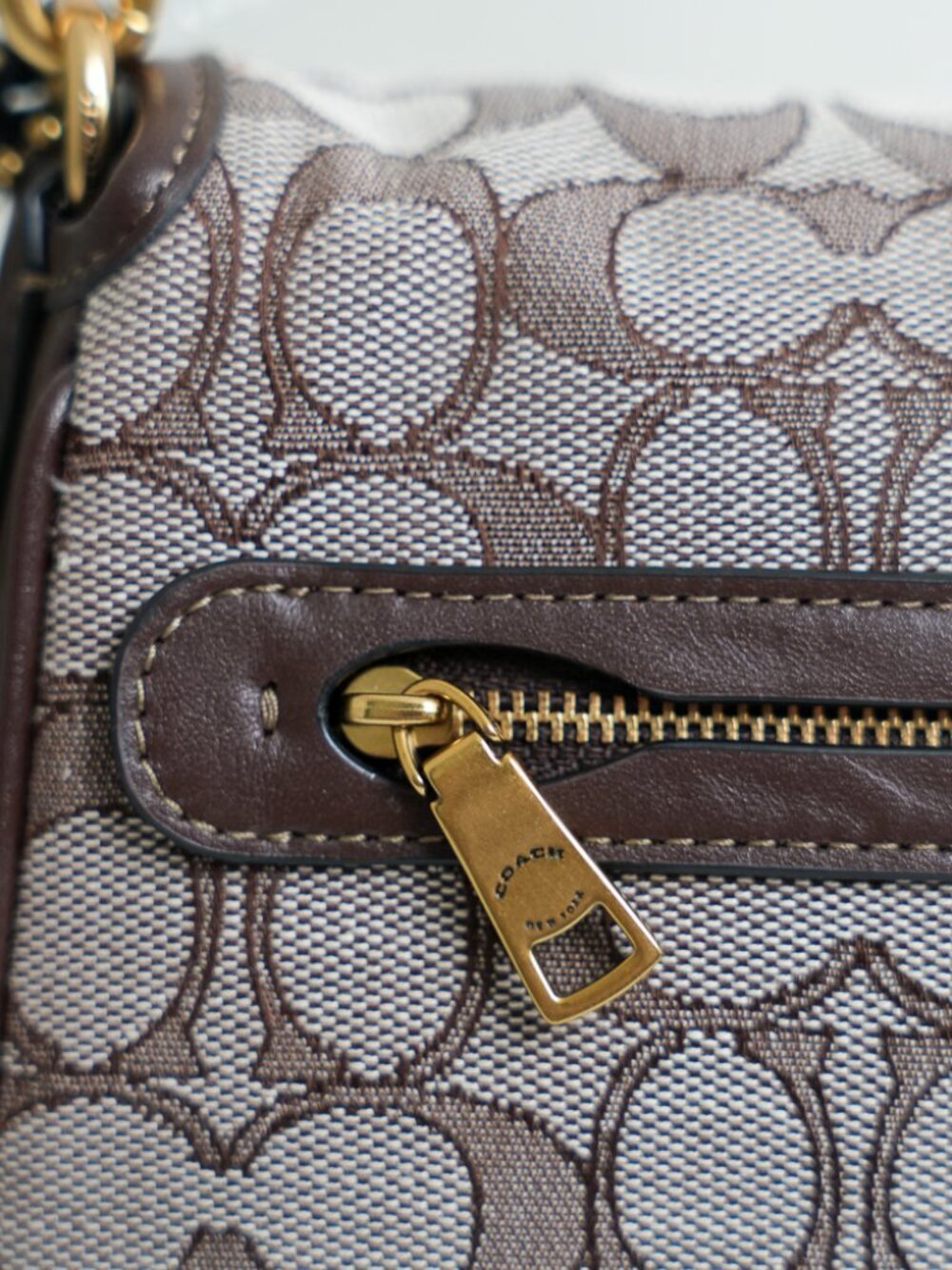Coach CDT21 Soft Tabby Shoulder Bag Signature Jacquard Brass/Oak Maple Brown NWT - Picture 9 of 15